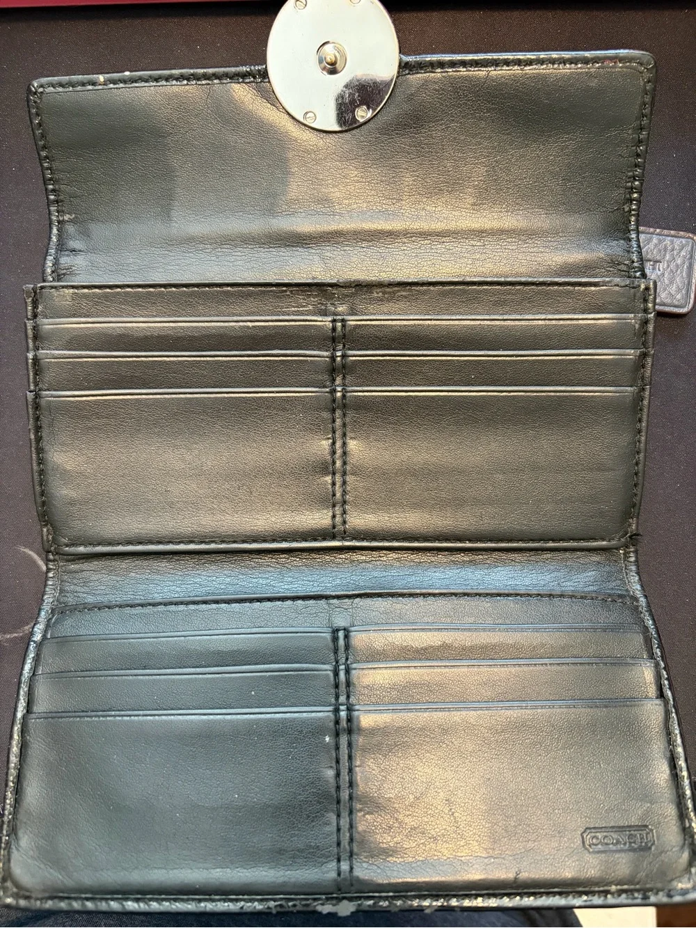 Coach Brown and Black Signature Canvas Wallet
